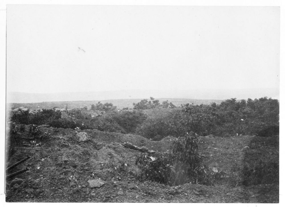 Looking across trenches at Hill 60 in 1915.